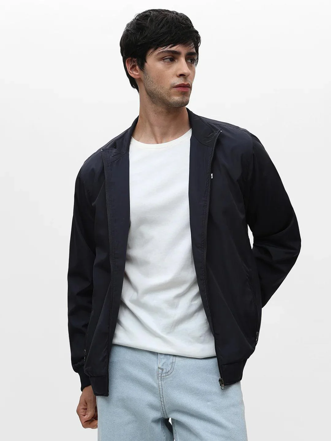 Navy Solid Band Neo Jacket - Image 4