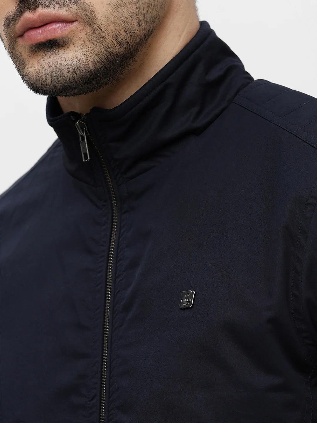 Navy Solid Band Cotton Jacket - Image 5