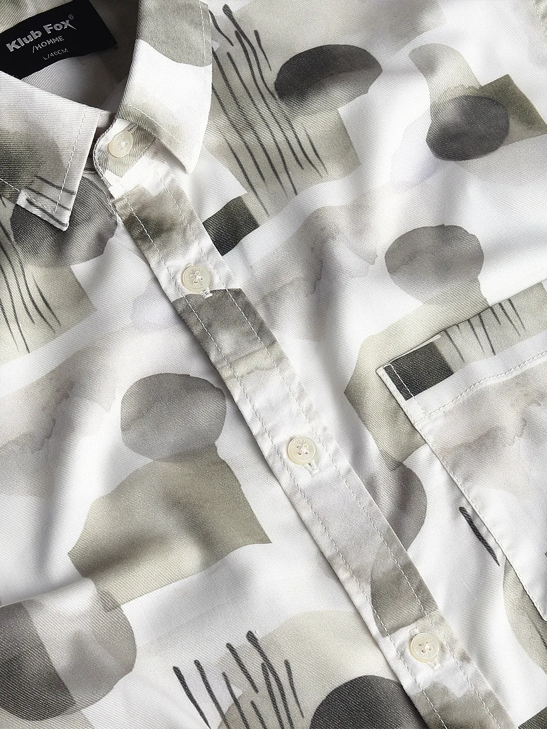 White Olive Printed Shirt - Image 2
