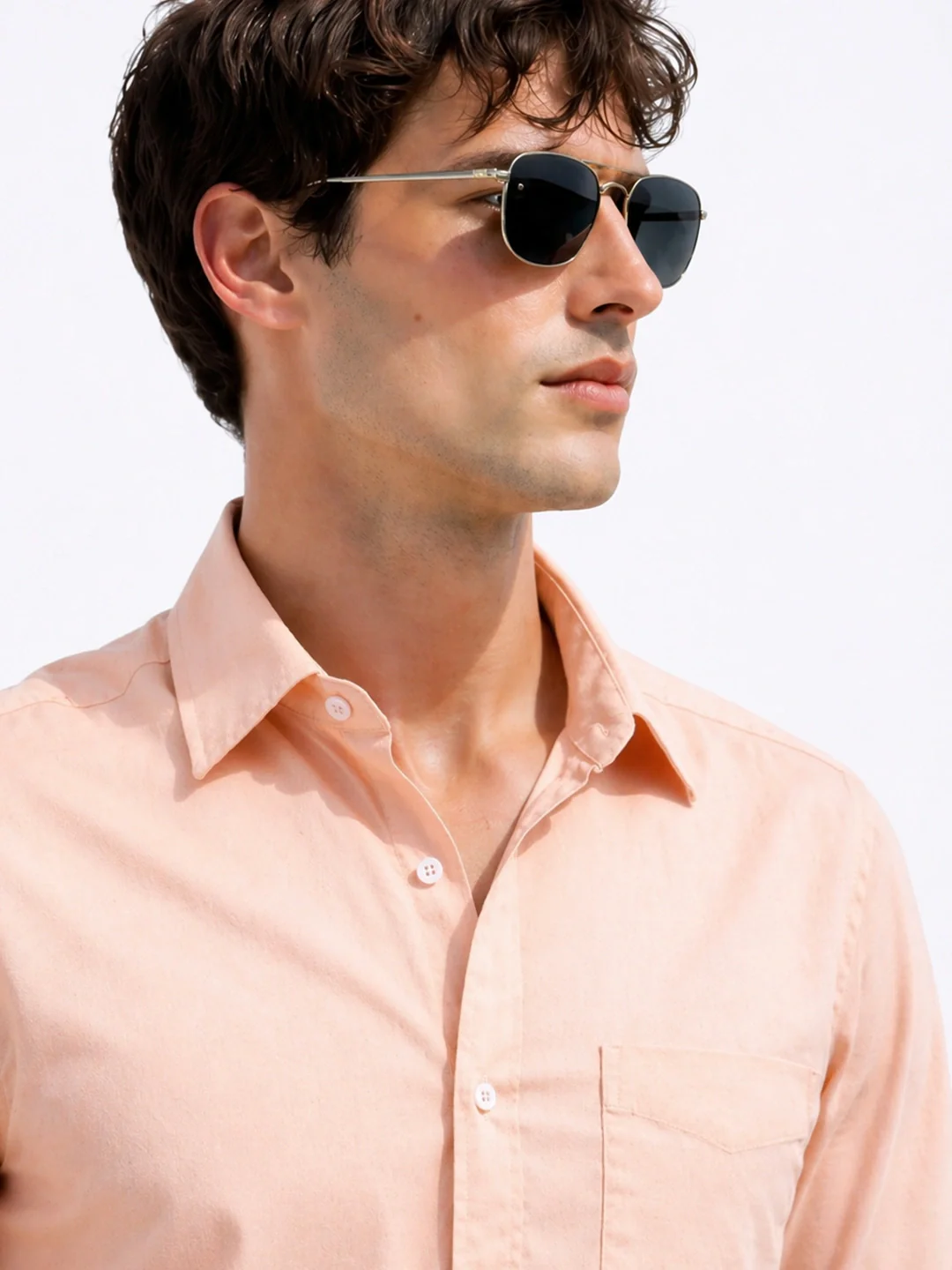 Peach Dobby Solid Shirt - Image 2