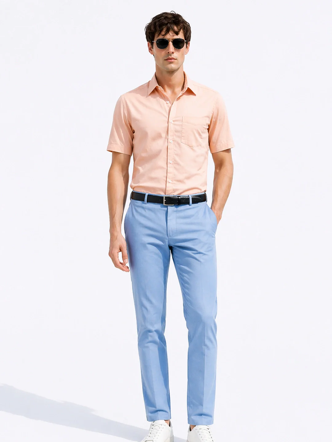 Peach Dobby Solid Shirt - Image 5