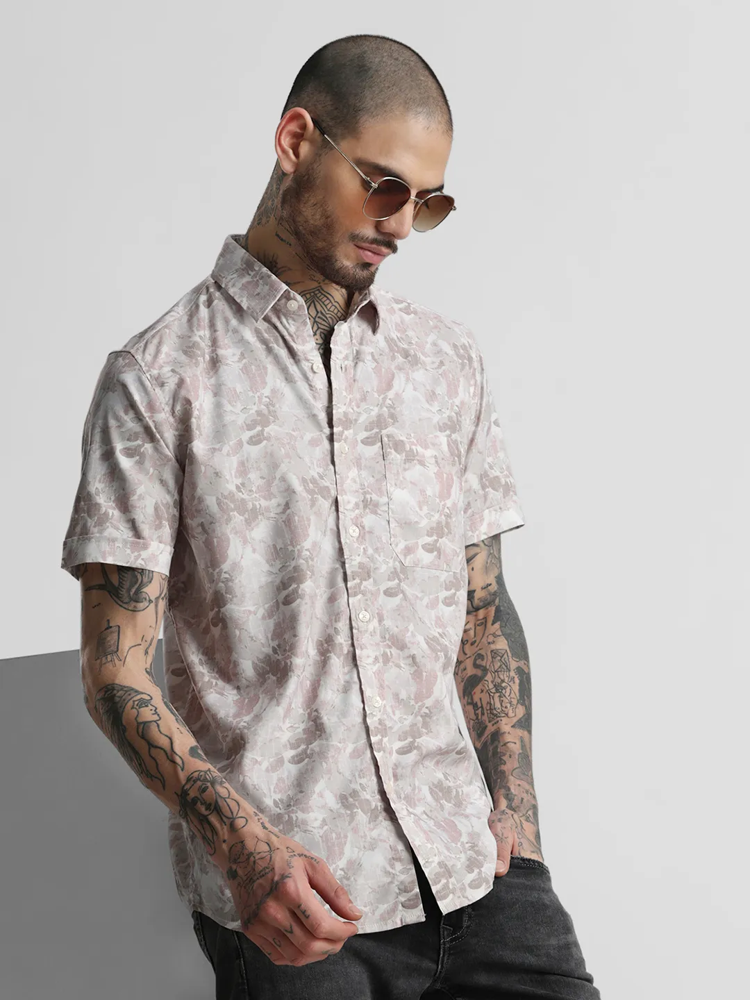 Coral Printed Lycra Shirt - Image 3