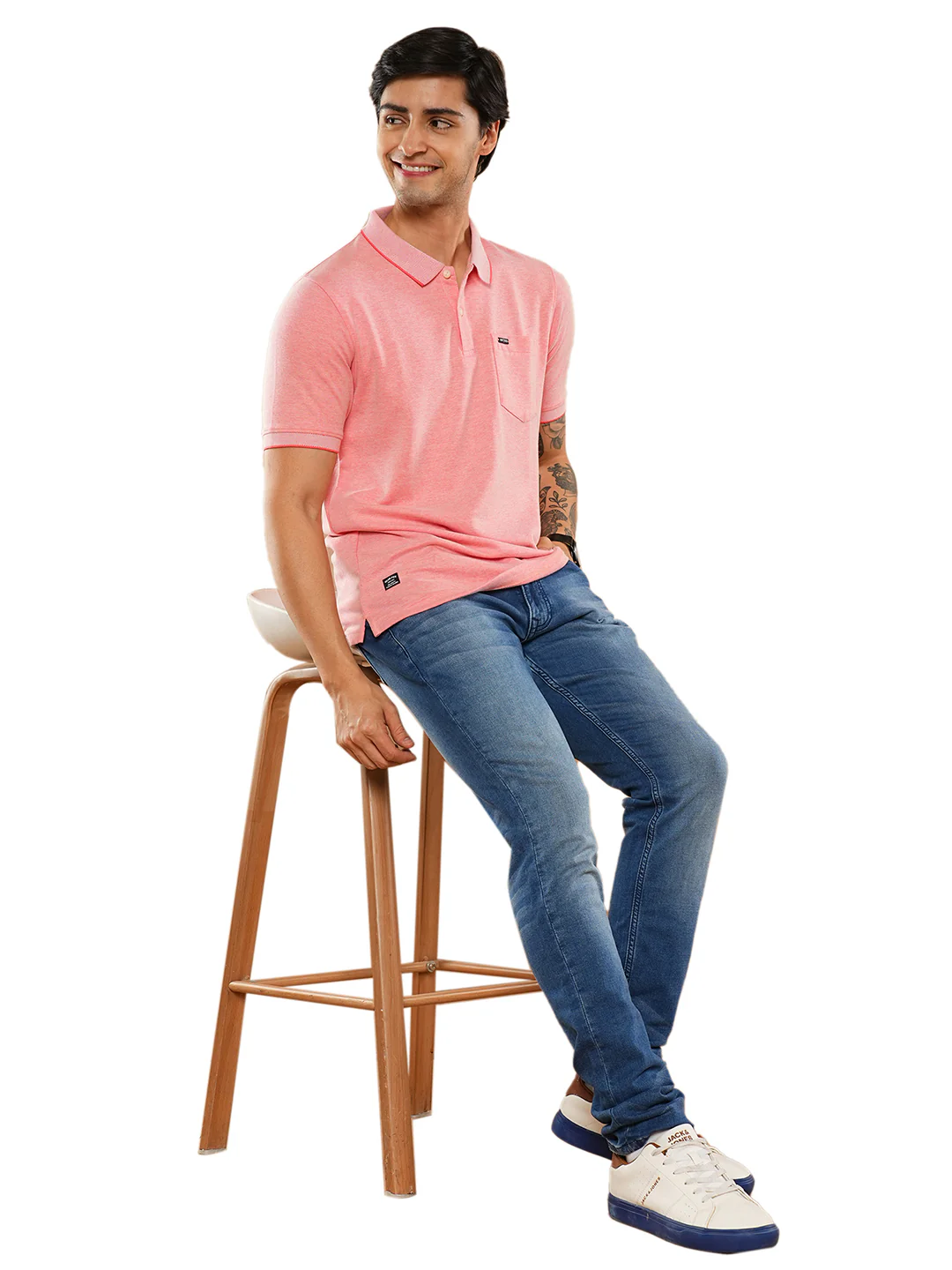 Pink Solid Polo T-Shirt - Image 5