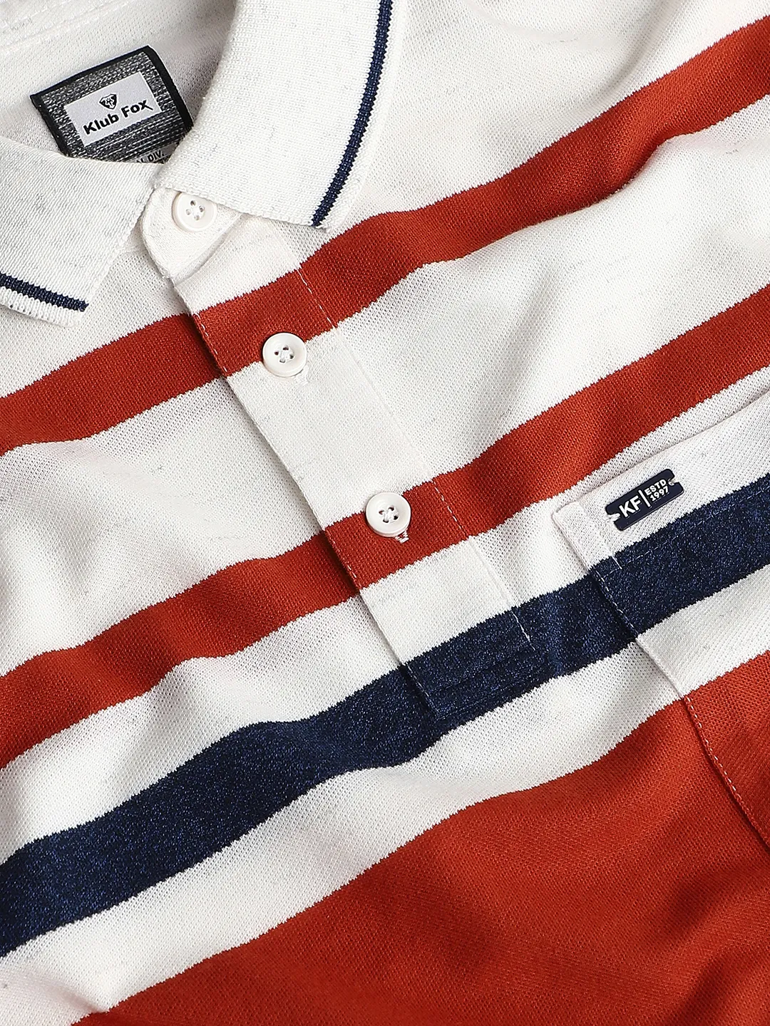 Rust Striped Polo T-Shirt - Image 4