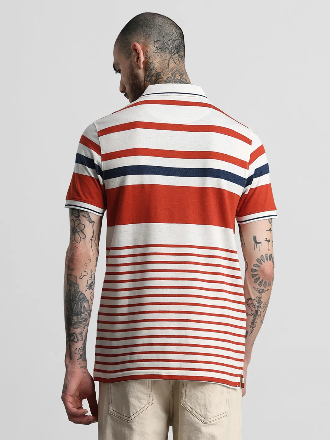 Rust Striped Polo T-Shirt - Image 6