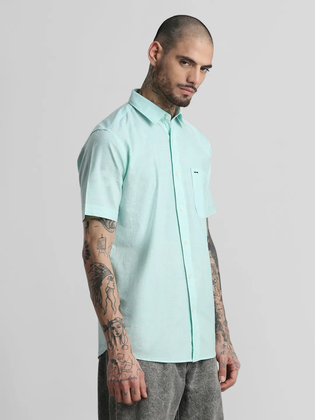 Turquoise Textured Shirt - Image 4