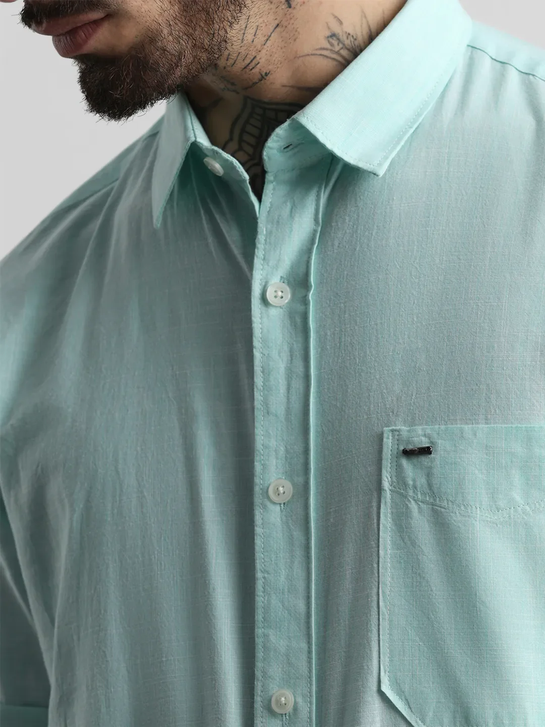 Turquoise Textured Shirt - Image 6