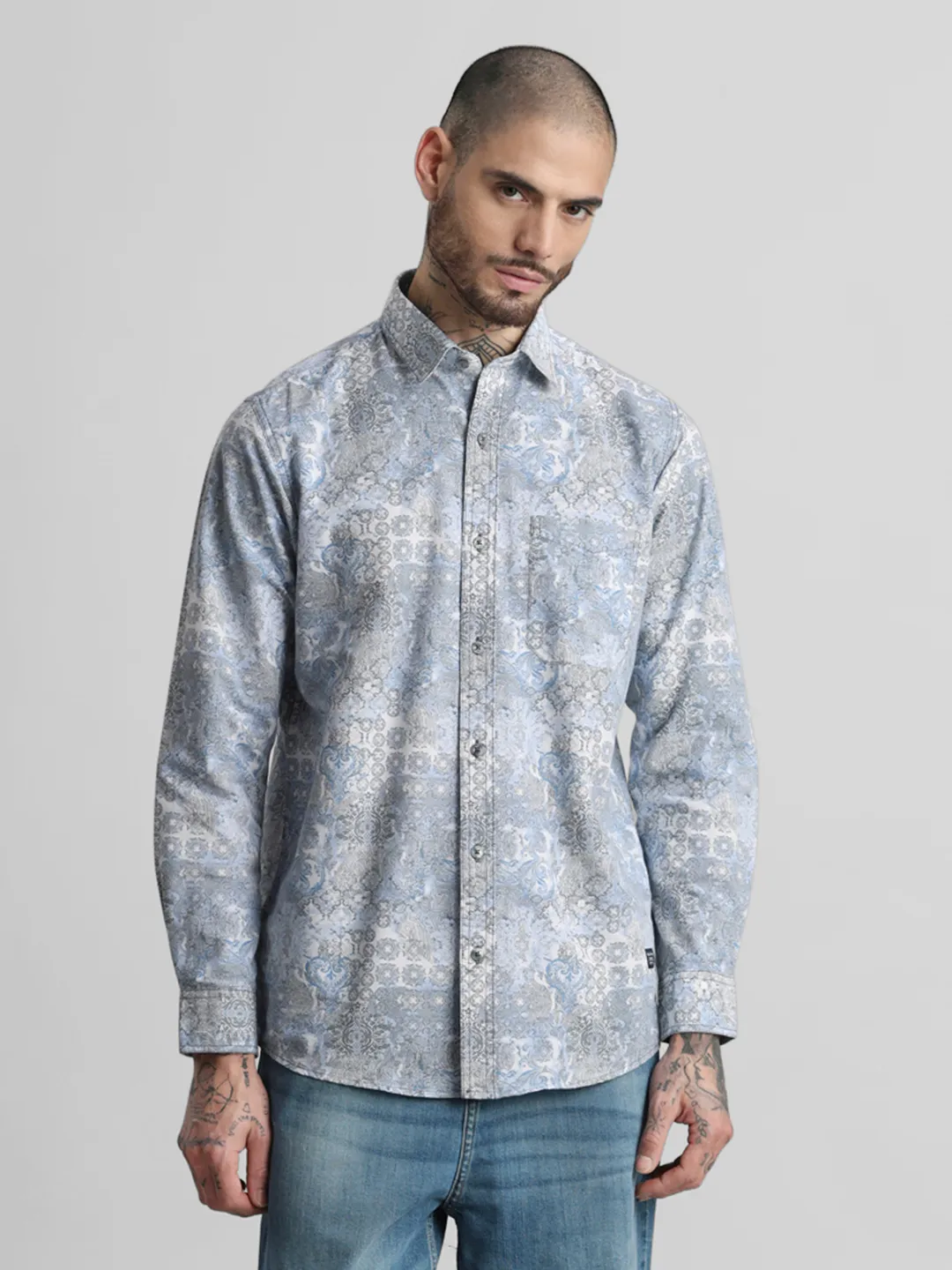 Sky Blue Printed Shirt - Image 3