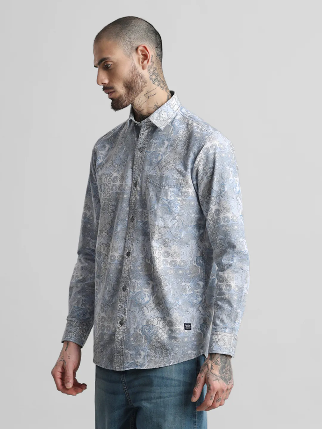 Sky Blue Printed Shirt - Image 4