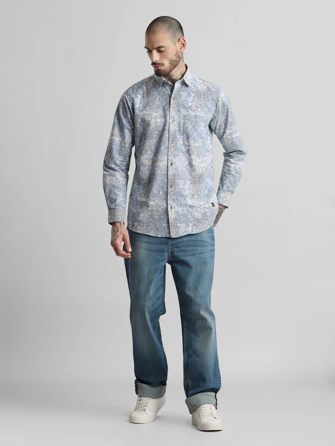 Sky Blue Printed Shirt - Image 5