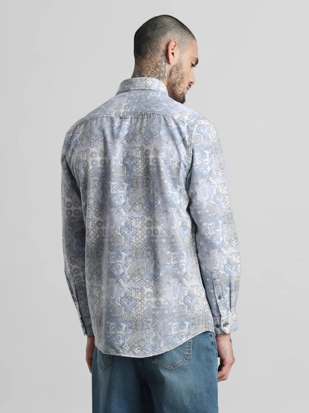 Sky Blue Printed Shirt - Image 7