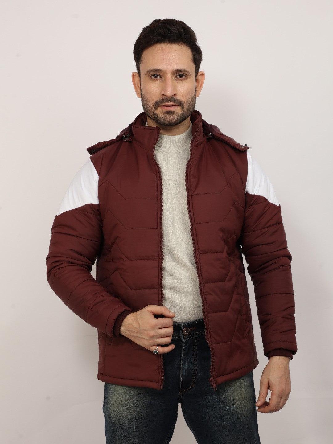Wine Red Solid Hood Jacket - Image 3
