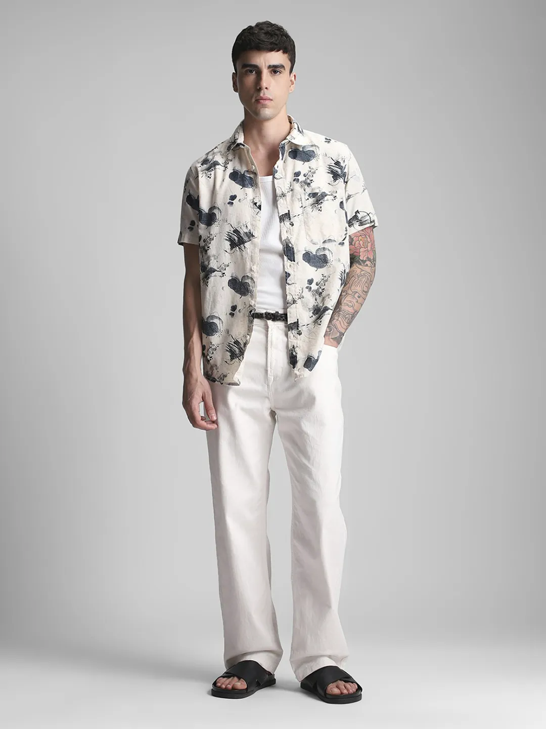 Cream Printed Shirt - Image 7
