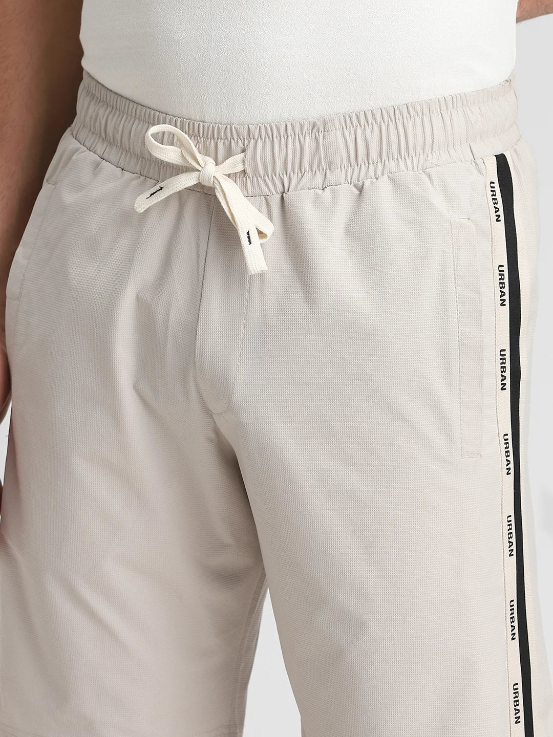 Cream Solid Shorts - Image 3