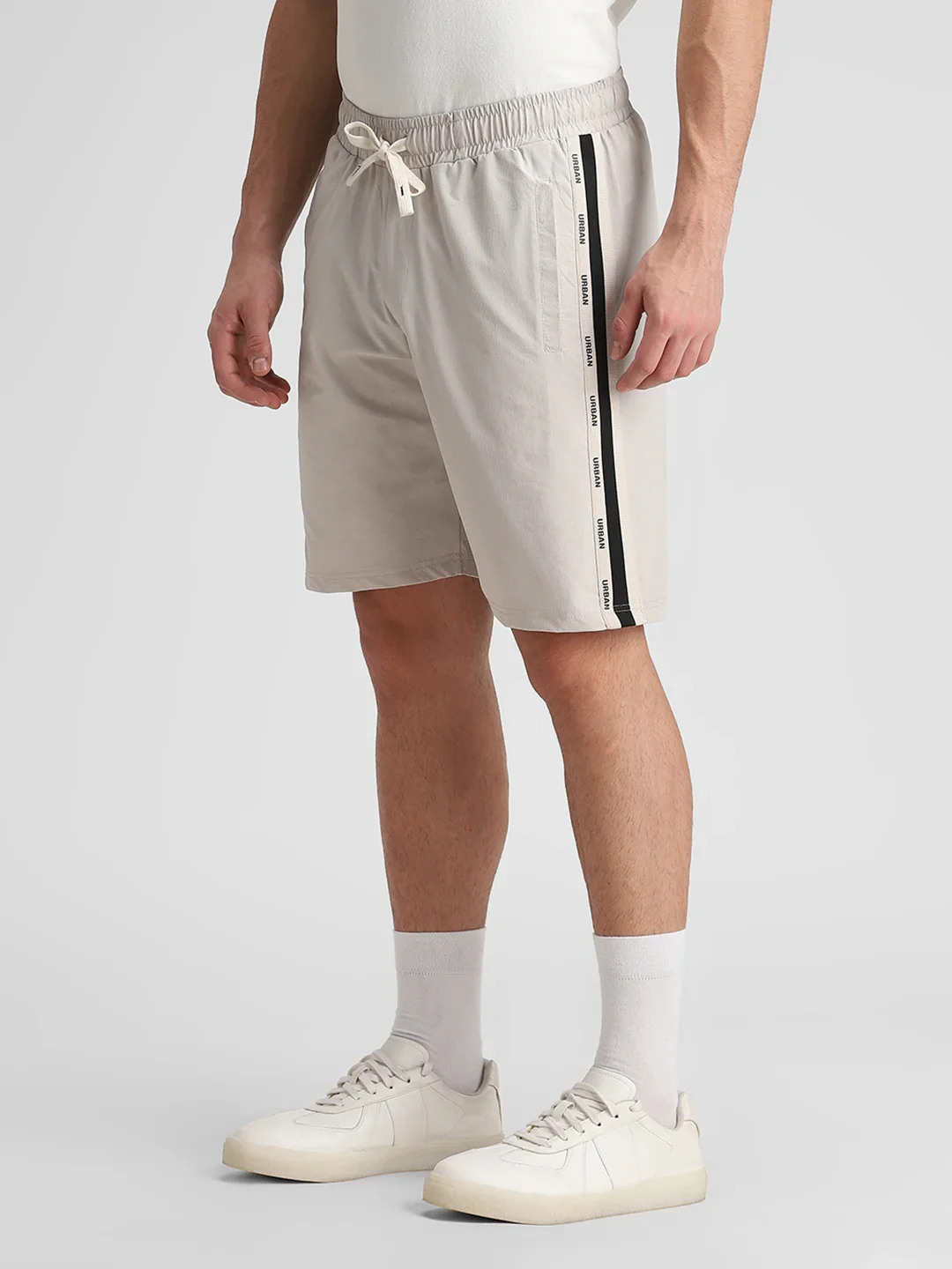 Cream Solid Shorts - Image 5