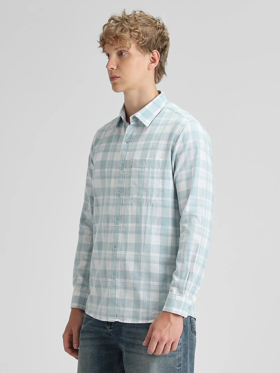 Dusty Green Checks Shirt - Image 4