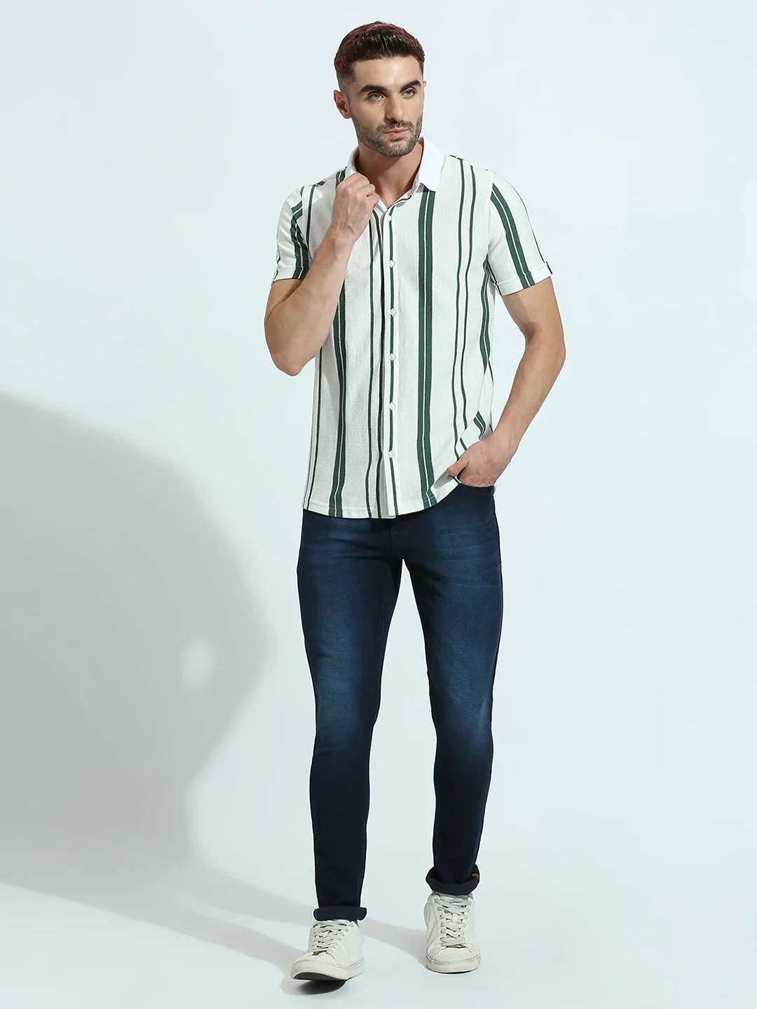Dusty Green Striped Shirt - Image 7
