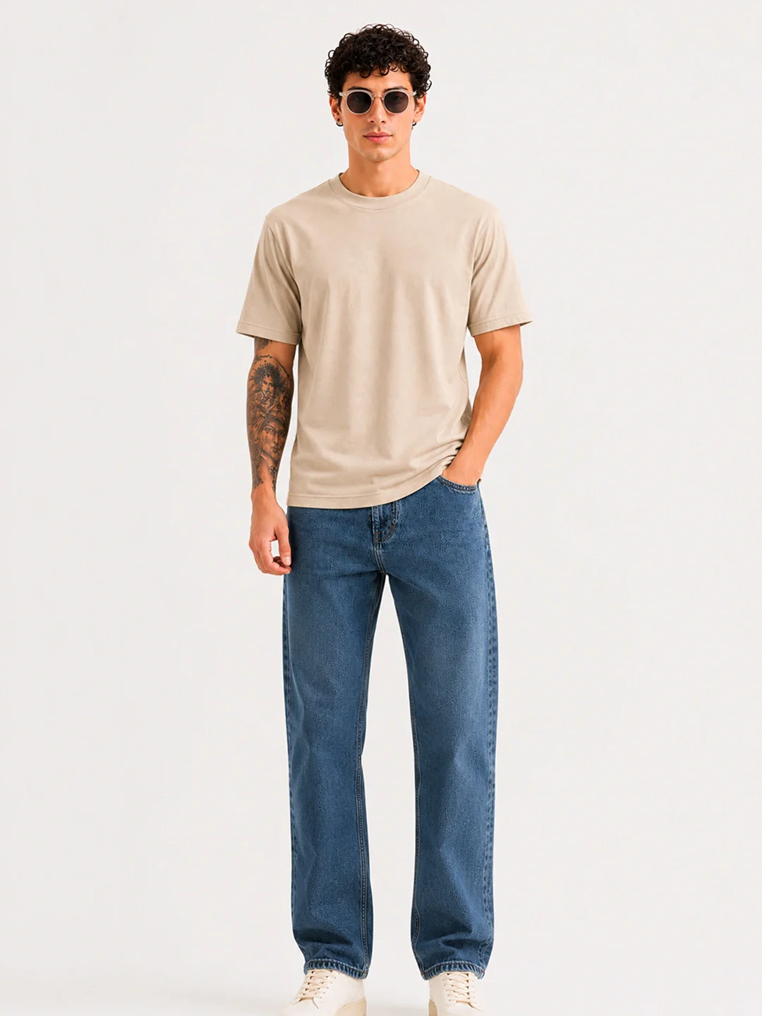 Fawn Solid Crew Neck T-Shirt - Image 4