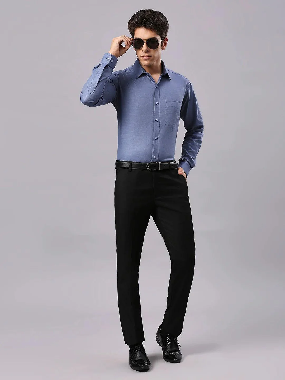Blue Solid Shirt - Image 7