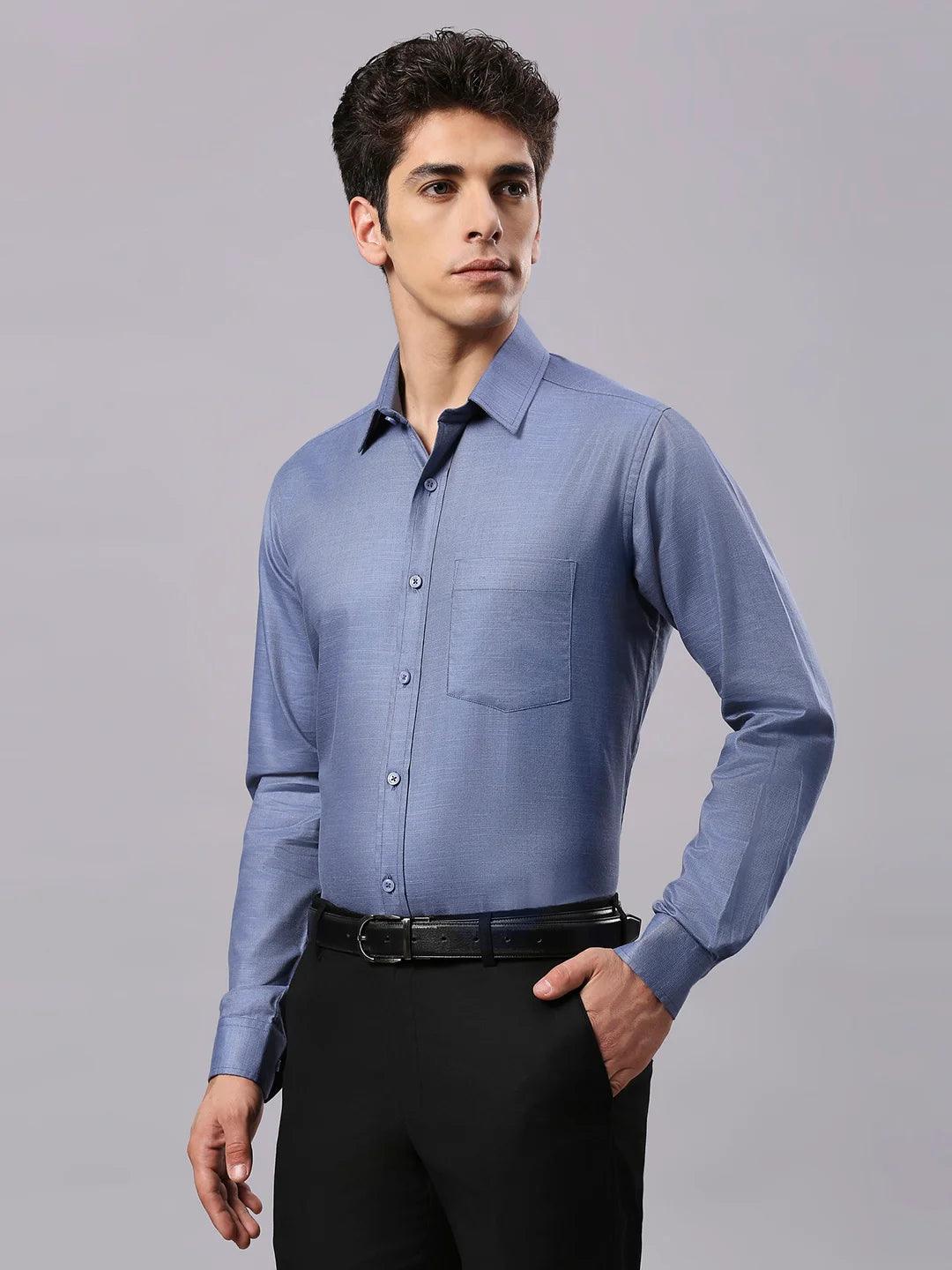 Blue Solid Shirt - Image 9