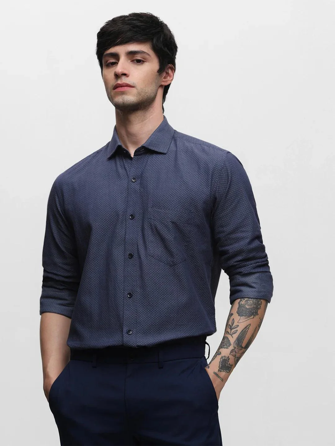 Navy Dobby Shirt - Image 7