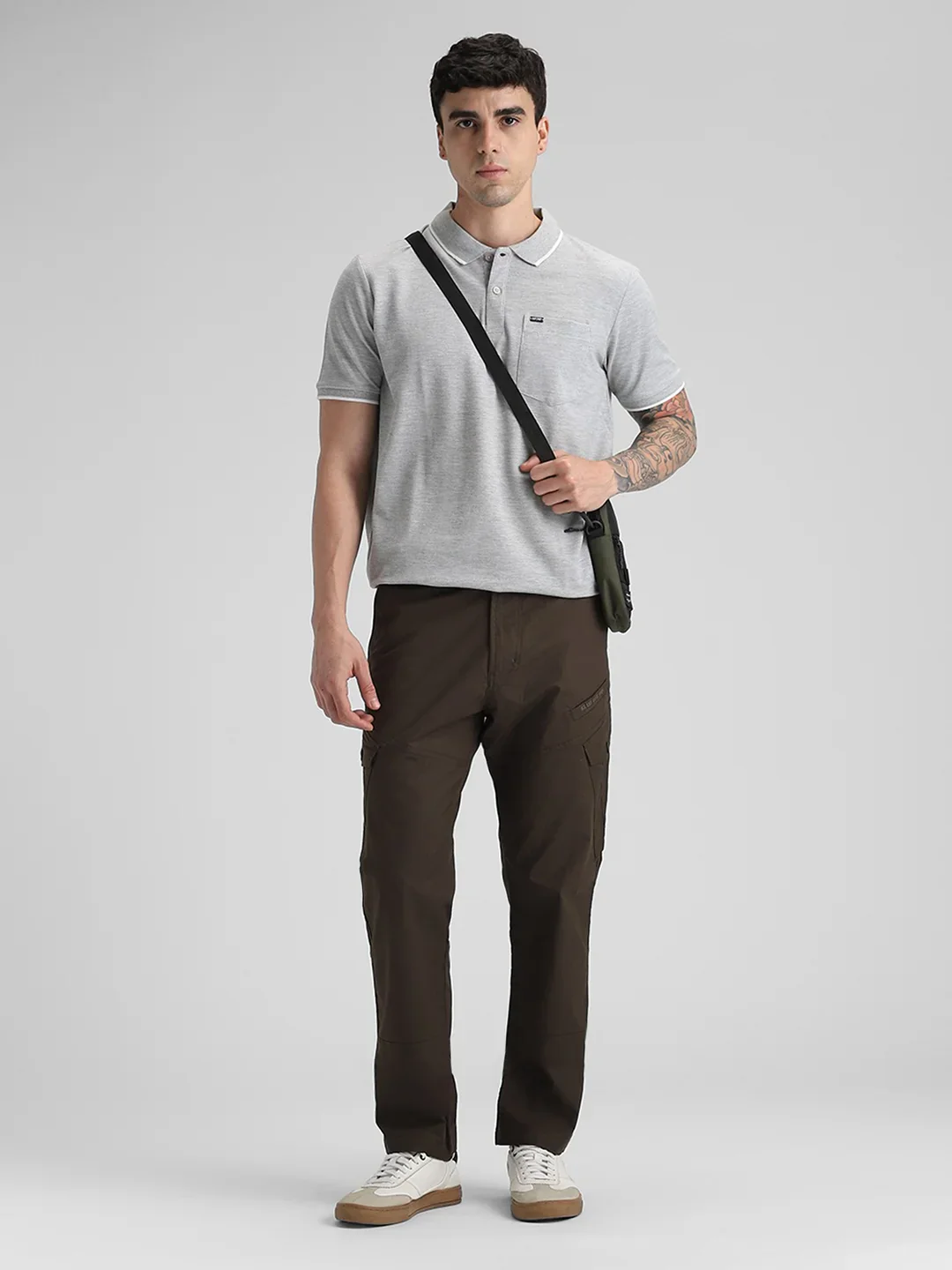 Rise 505 Grey Melange Polo T-Shirt - Image 7
