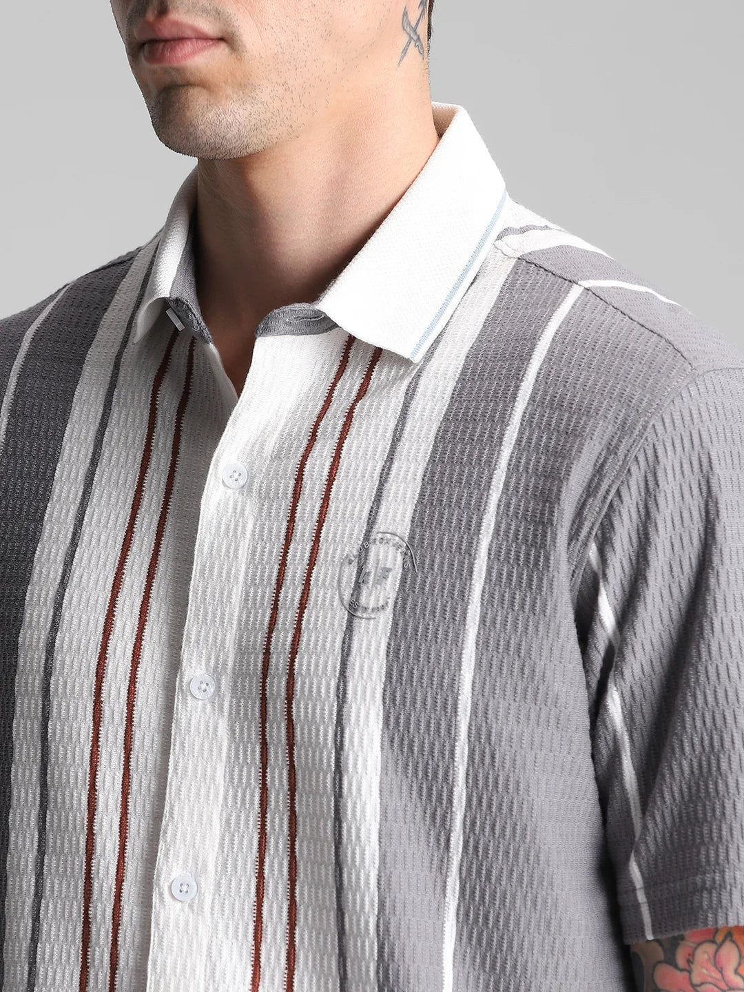 Grey/White Stripe Shirt - Image 3