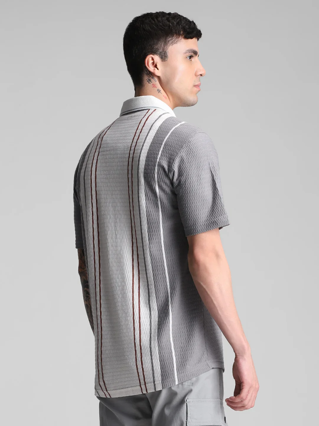 Grey/White Stripe Shirt - Image 4