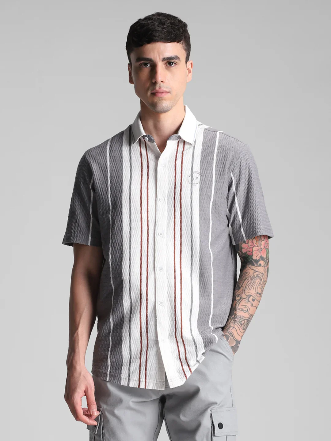 Grey/White Stripe Shirt - Image 5