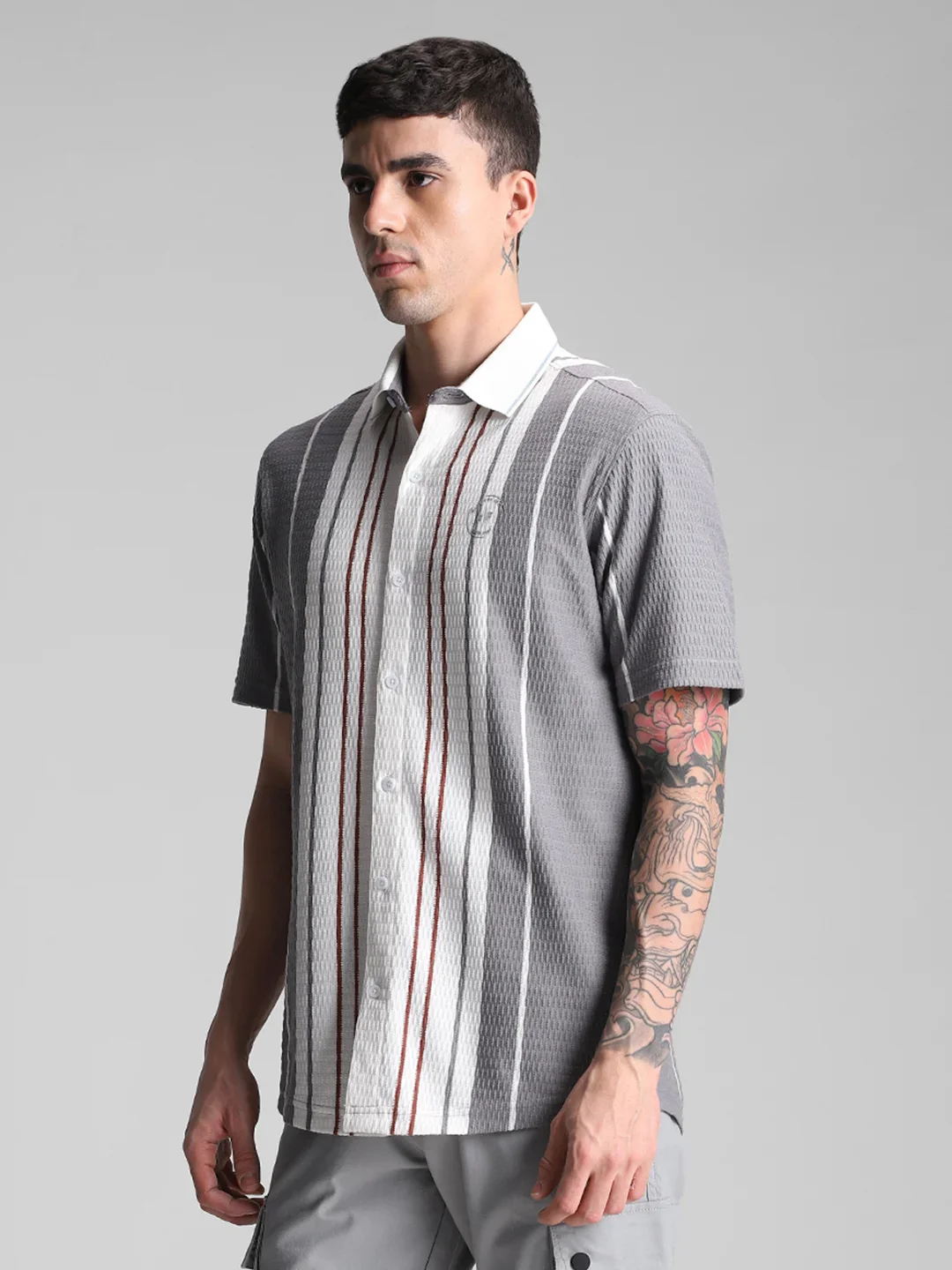 Grey/White Stripe Shirt - Image 6