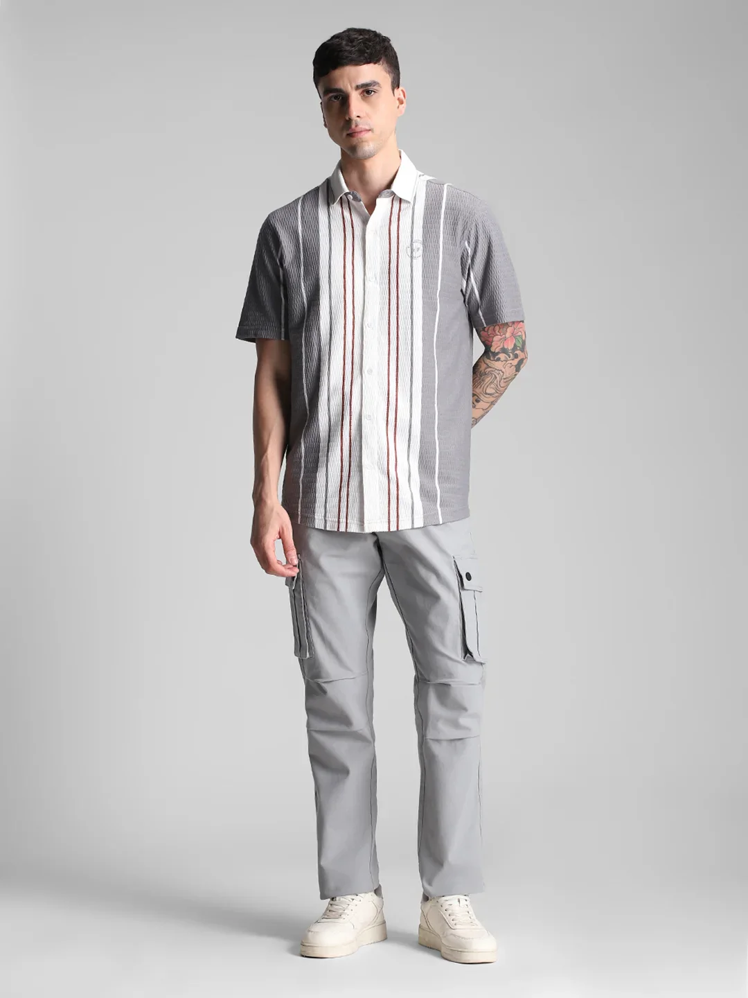 Grey/White Stripe Shirt - Image 7