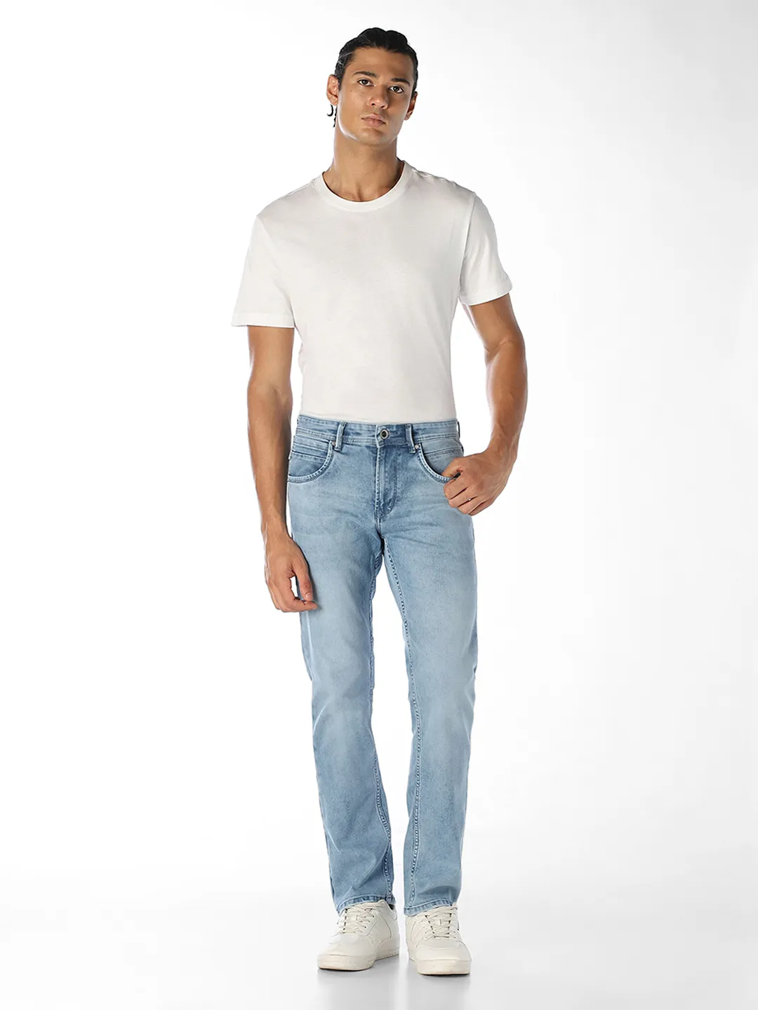 Indigo Cloud Lycra 3/1 Twill Jeans - Image 5
