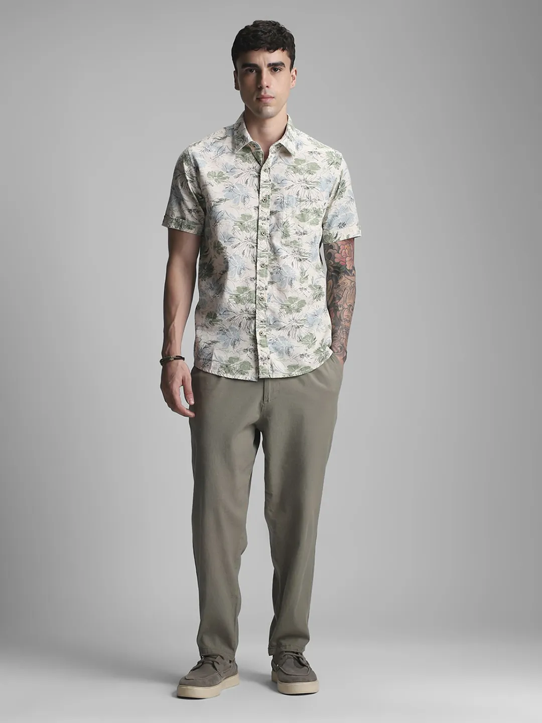Light Olive Printed Shirt - Image 7