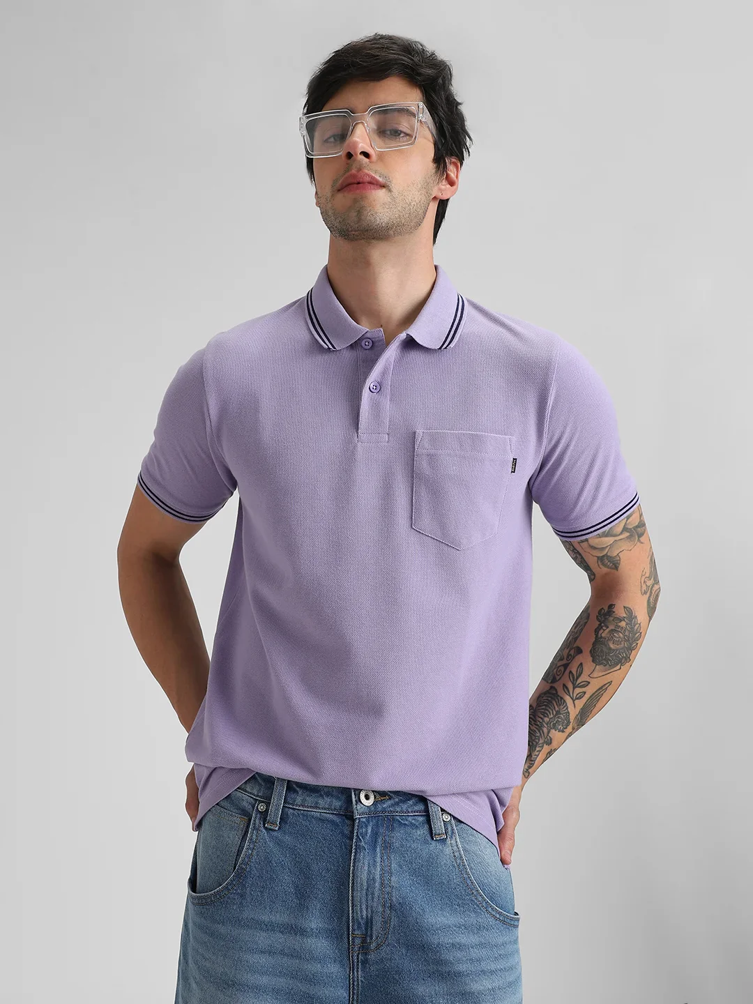Light Purple Pocket Polo T-Shirt - Image 3