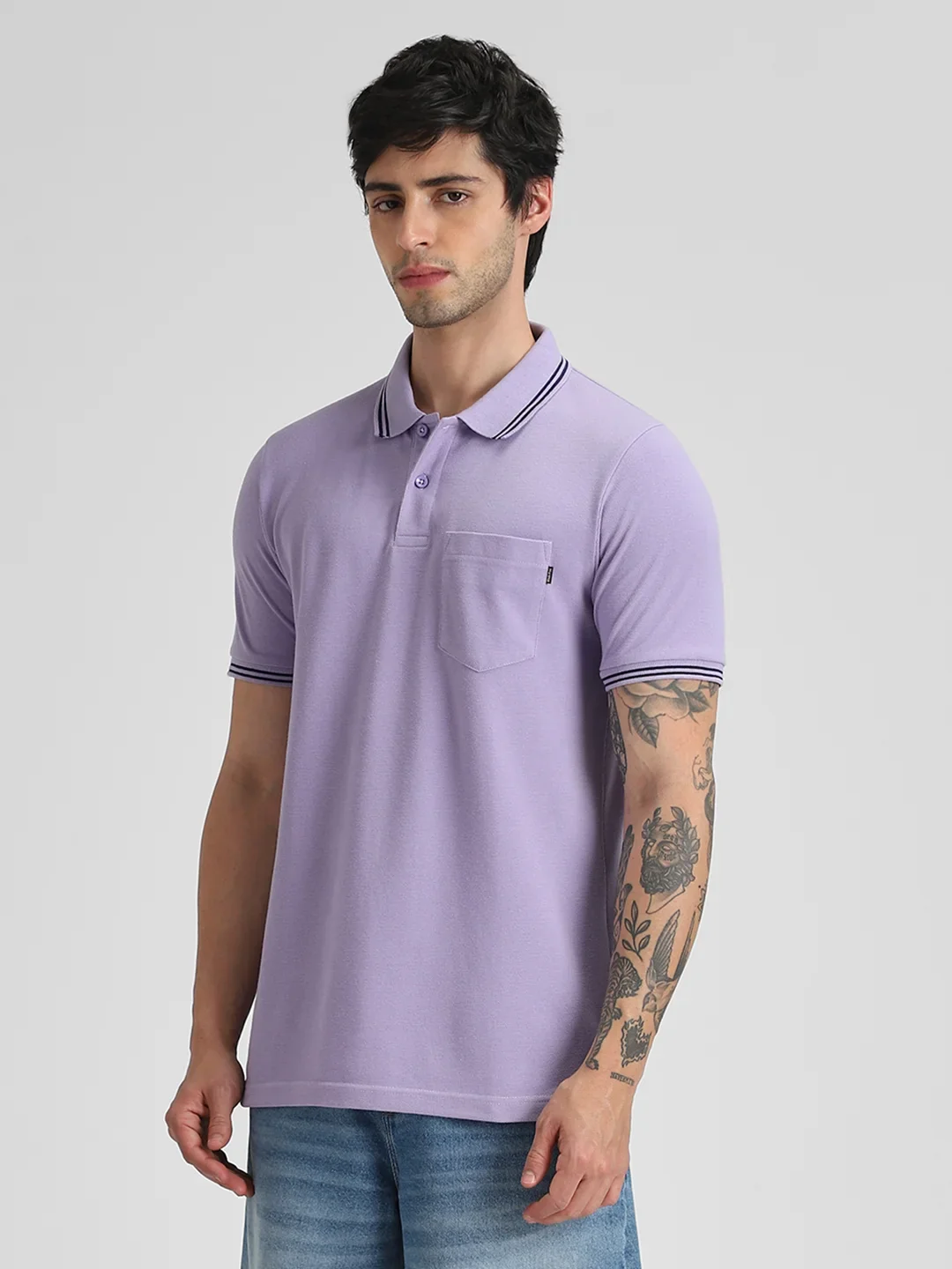Light Purple Pocket Polo T-Shirt - Image 7