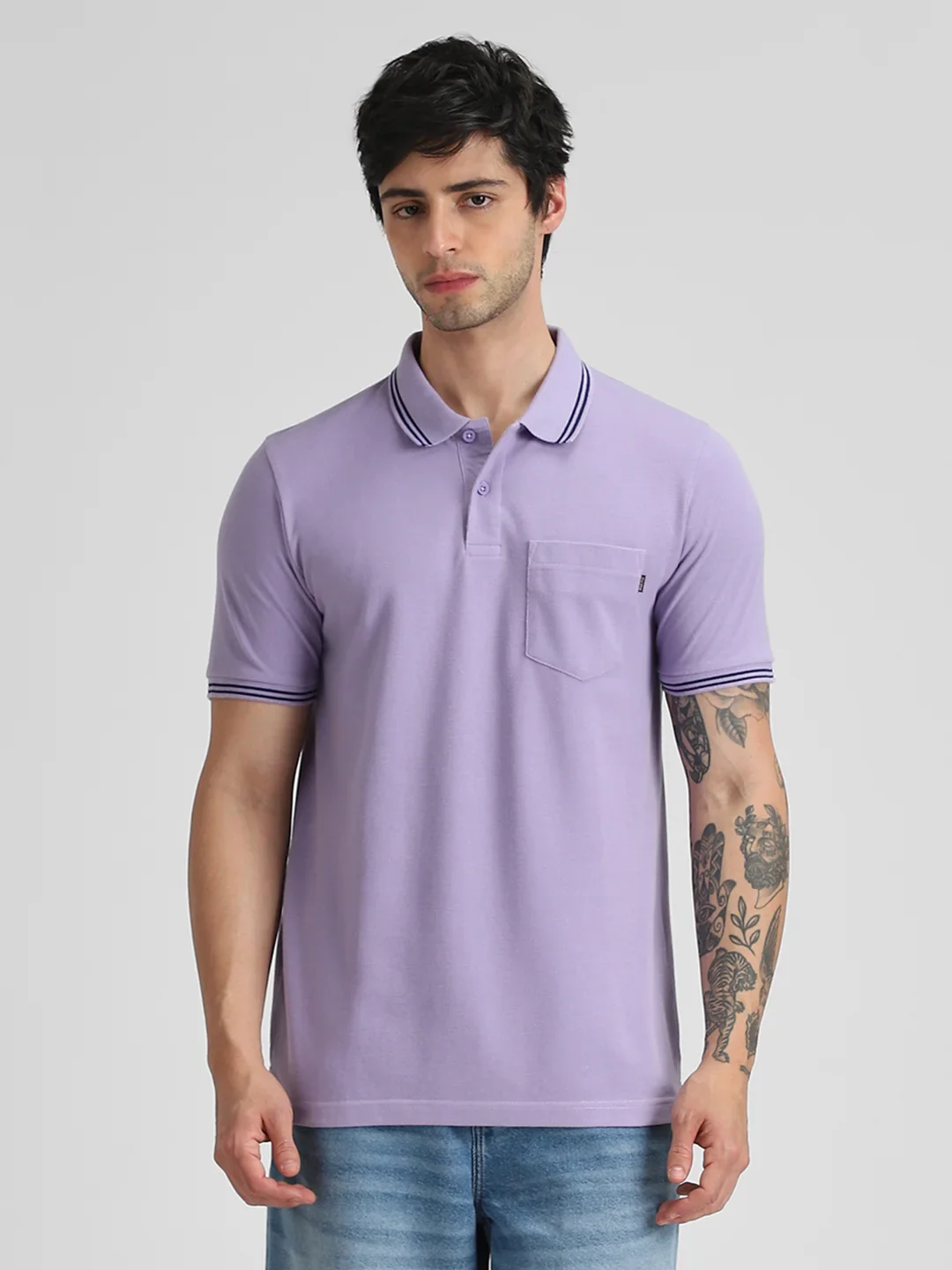 Light Purple Pocket Polo T-Shirt - Image 8