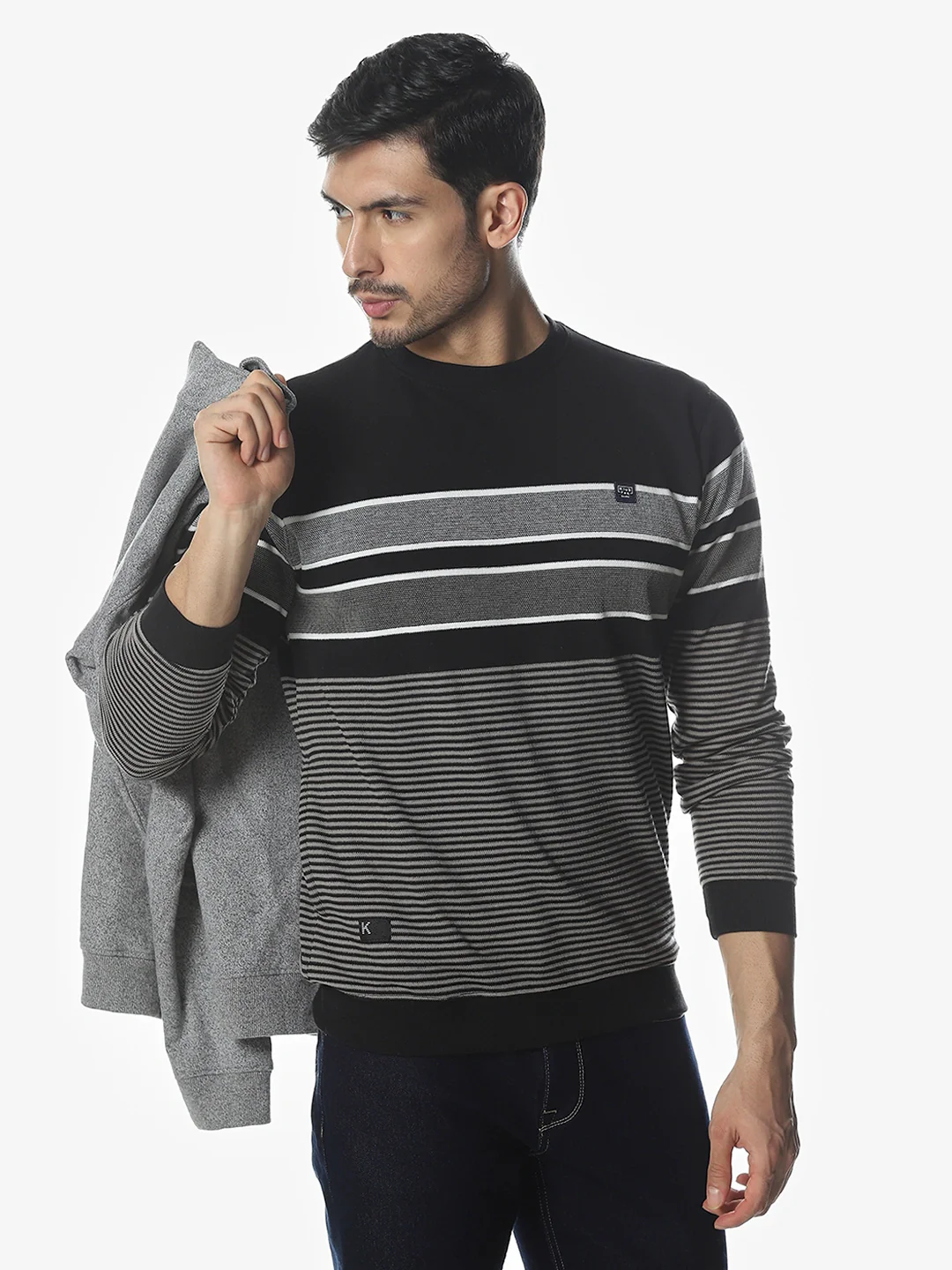 Black/Grey Striped Sweatshirt