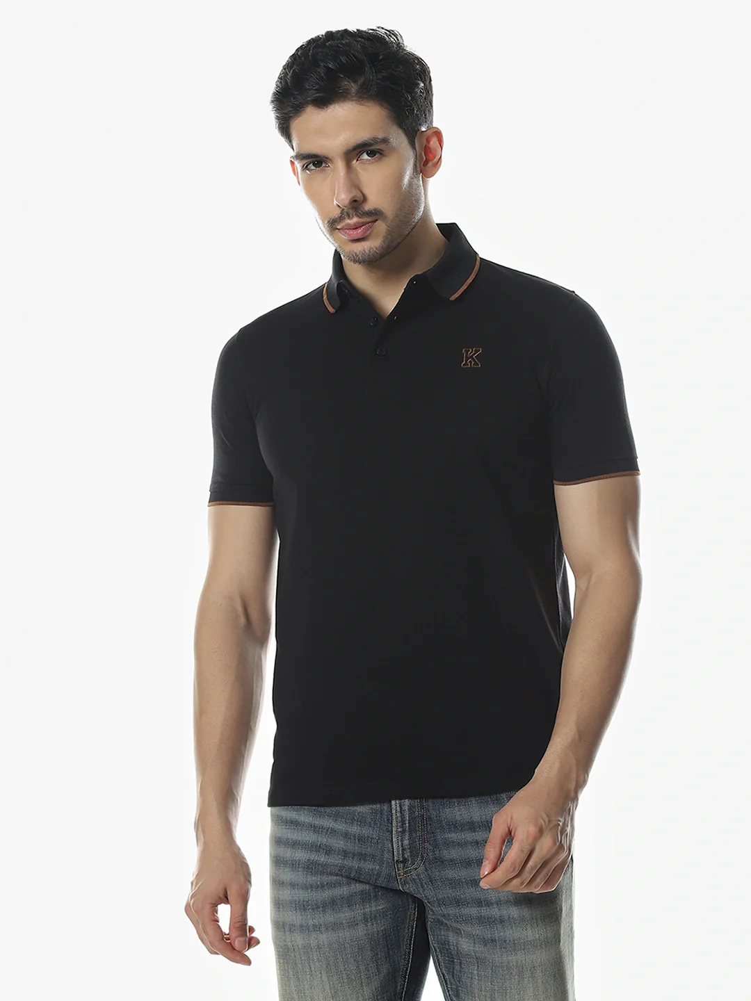 Black Embroidery Polo T-Shirt - Image 8