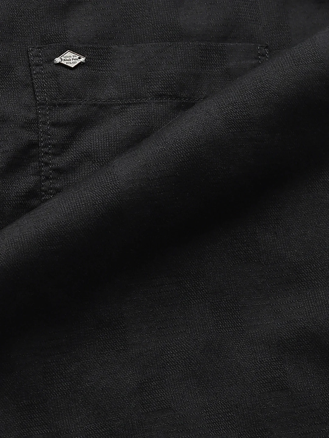 Black Fine Weave Solid Shirt - Image 2
