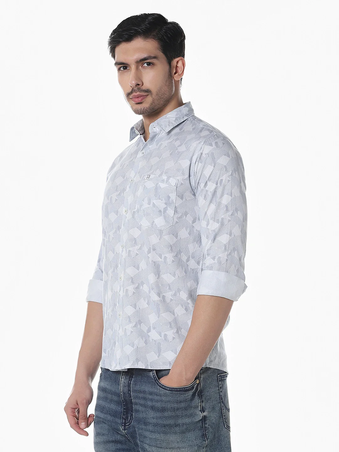 Blue White Printed Shirt - Image 4