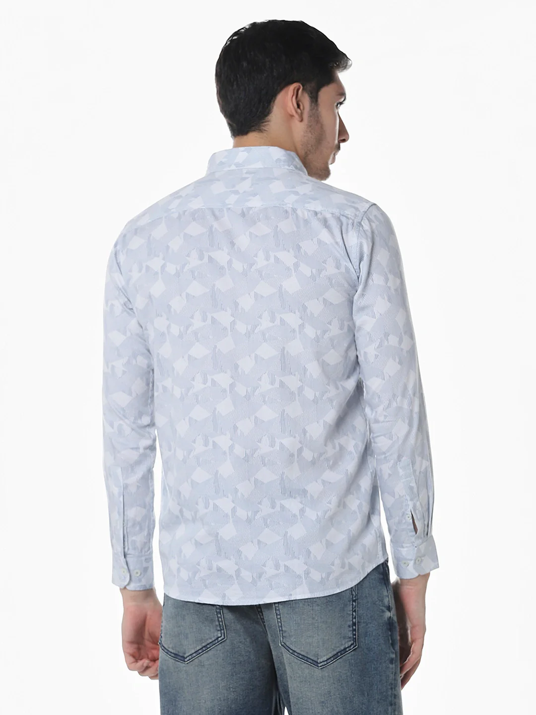 Blue White Printed Shirt - Image 5