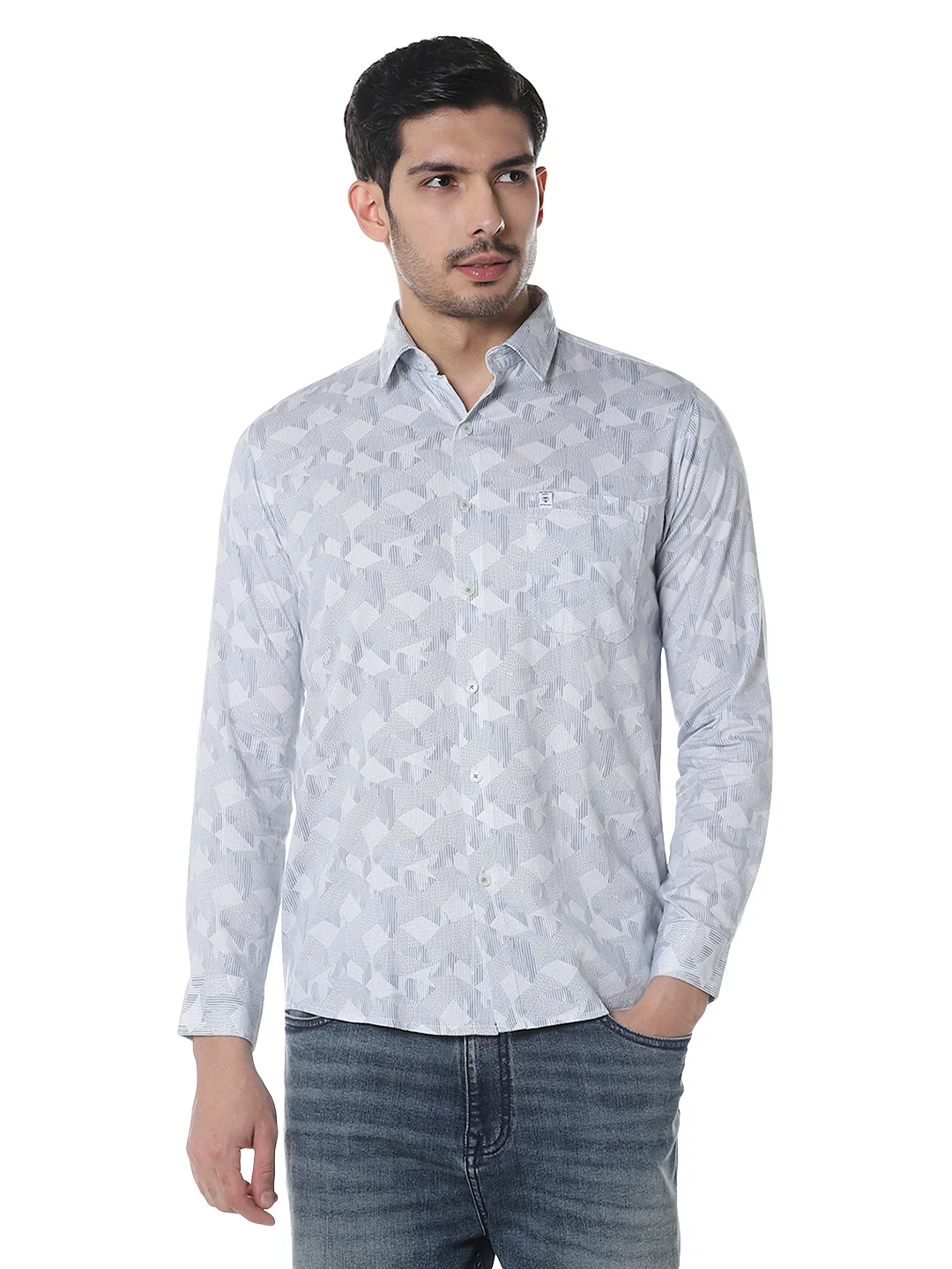 Blue White Printed Shirt - Image 7