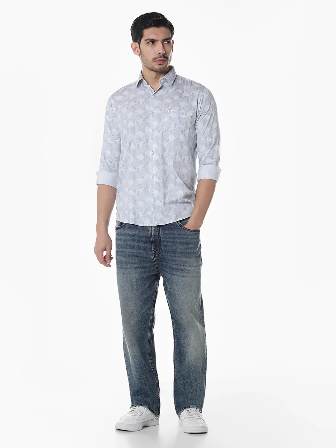 Blue White Printed Shirt - Image 8