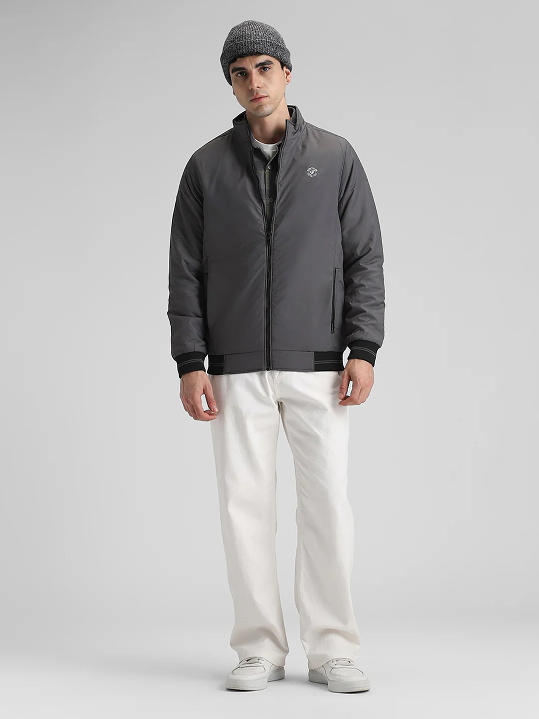 Dark Grey Bomber Jacket - Image 6