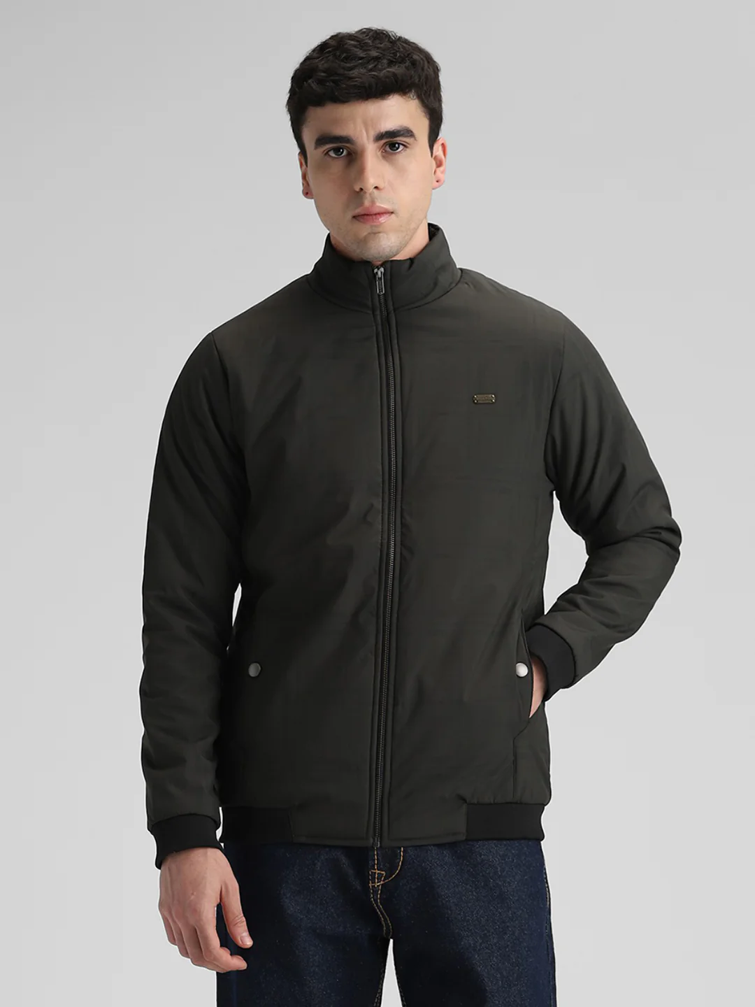 Dark Olive Printed Jacket - Image 2