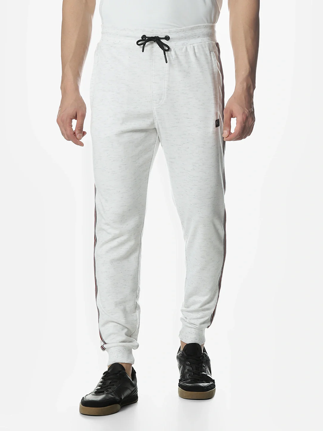 Ecru Melange Solid Joggers - Image 4