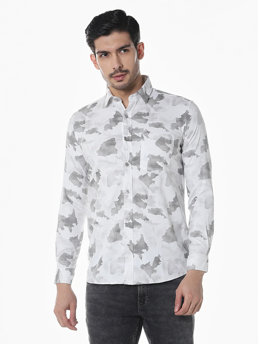 Grey Printed Shirt - Image 3