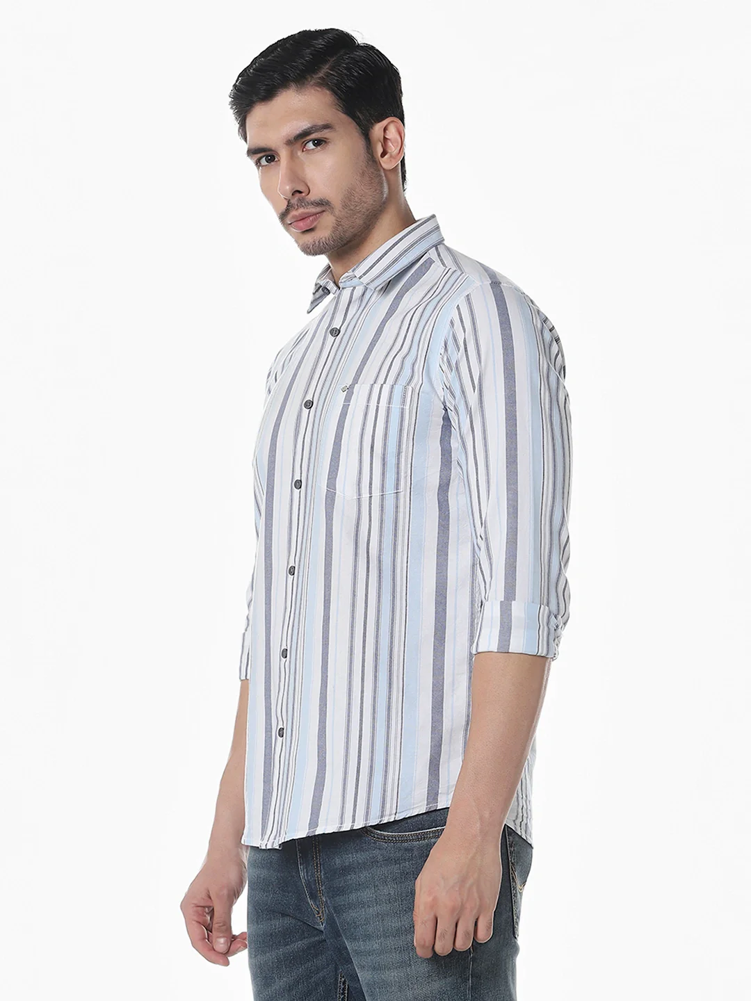 Grey Blue Striped Shirt - Image 4