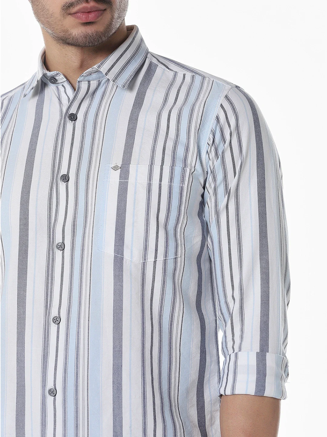Grey Blue Striped Shirt - Image 6