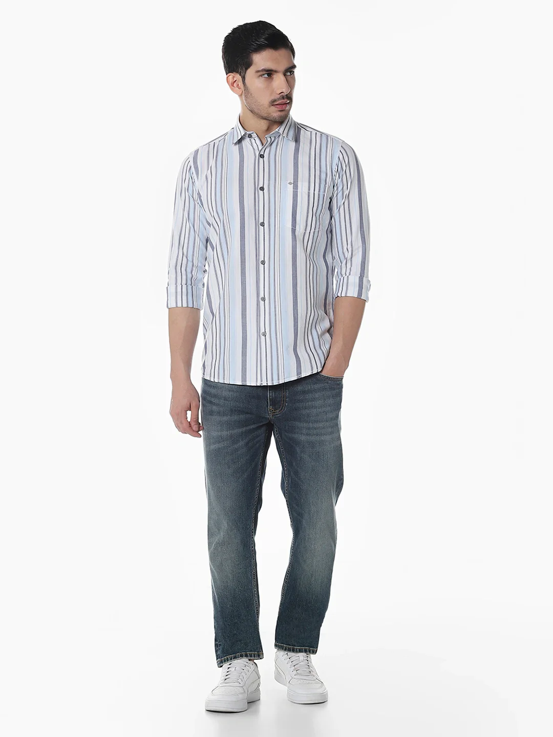 Grey Blue Striped Shirt - Image 7